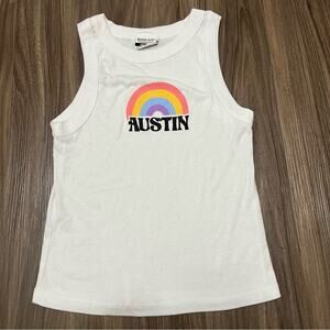 Where I’m from Austin tank top rainbow sz M fitted cropped